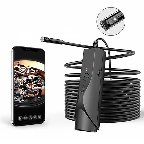 

Borescope 5.0m(16Ft) Wifi Endoscope Camera for Android iOS Smartphones 2 mp Recording Image and Video Function Portable LED Light IP67 Waterproof Dual Camera Pipeline 30-80 mm 5M