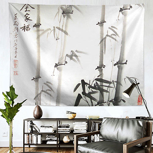 

Chinese Ink Painting Style Wall Tapestry Art Decor Blanket Curtain Hanging Home Bedroom Living Room Decoration Polyester Bamboo