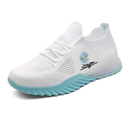 

Women's Trainers Athletic Shoes Flat Heel Round Toe Booties Ankle Boots Daily Work Tissage Volant Solid Colored Black / White Blue Pink