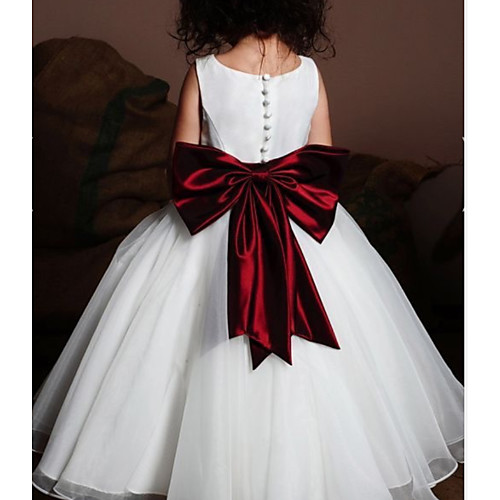

Princess Floor Length Flower Girl Dresses Party Chiffon Sleeveless Jewel Neck with Bow(s)