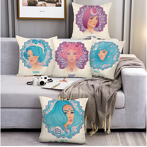 

Astrology Double Side Cushion Cover 5PC Soft Decorative Square Throw Pillow Cover Cushion Case Pillowcase for Bedroom Livingroom Superior Quality Machine Washable Outdoor Cushion for Sofa Couch Bed Chair