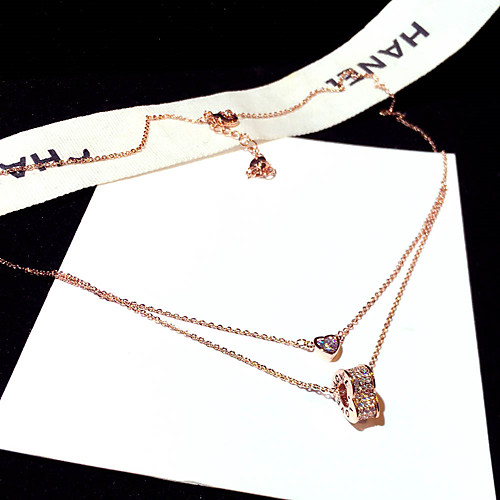 

Women's AAA Cubic Zirconia Pendant Necklace Monogram Heart Dainty Simple Fashion Korean Brass Rose Gold 50 cm Necklace Jewelry 1pc For Party Evening Street Prom Birthday Party