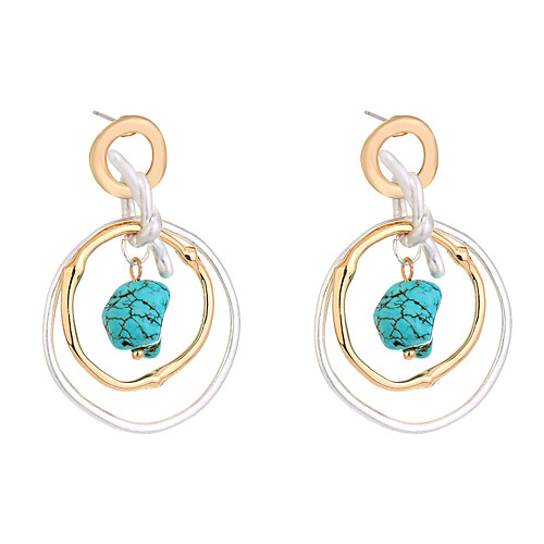 

CUSTZ Vintage Earrings Turquoise Statement Earrings Shaped Pearls Dangle Earrings for Women and Girls (js000059-1)