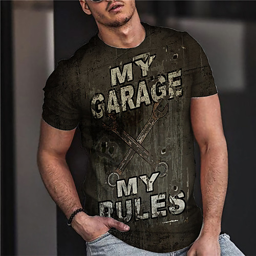 

Men's Unisex Tee T shirt Shirt 3D Print Graphic Prints Letter Print Short Sleeve Daily Tops Casual Designer Big and Tall Black