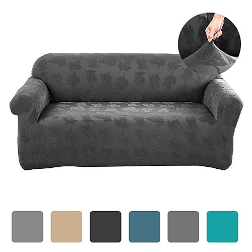 

Stretch Sofa Cover Slipcover Elastic Jacquard Sectional Couch Armchair Loveseat 4 Or 3 Seater L Shape Grey Plain Solid Color Soft Durable