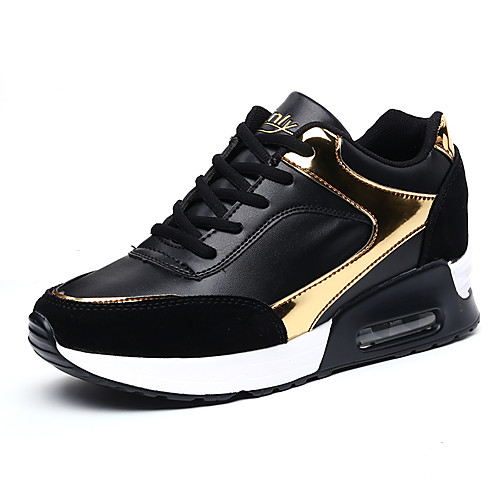 

Women's Sneakers Hidden Heel Round Toe Daily PU Solid Colored White Black