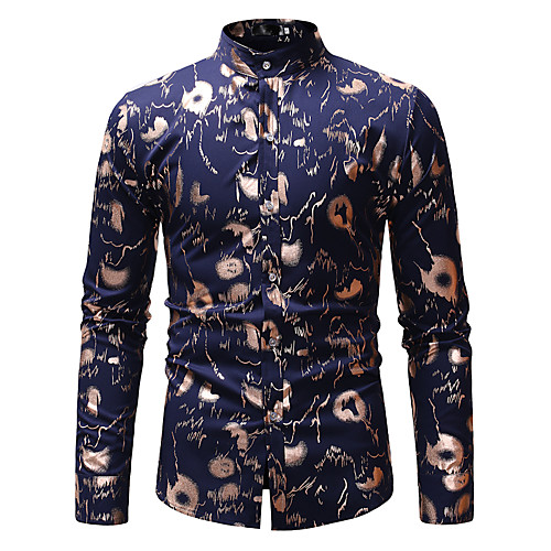 

Men's Shirt Graphic Long Sleeve Weekend Tops Lightweight Comfortable Navy Blue