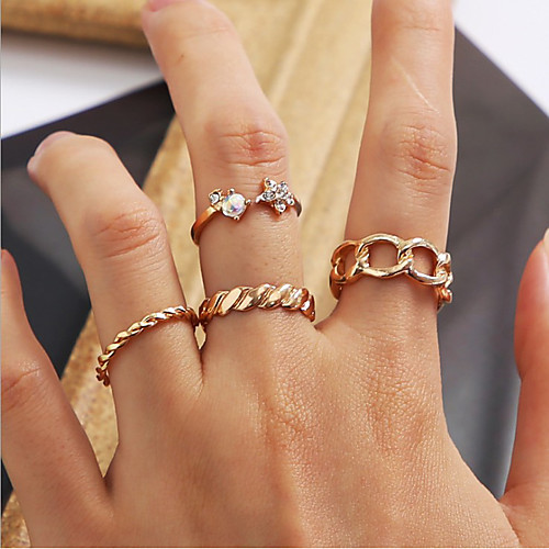 

Ring Gold Rhinestone Alloy Stylish Simple European 4pcs One Size / Women's