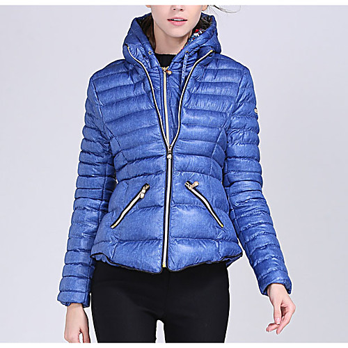 

Women's Coat Daily Wear Fall Winter Regular Coat Regular Fit Casual Jacket Solid Color Zipper Sapphire Watermelon Red