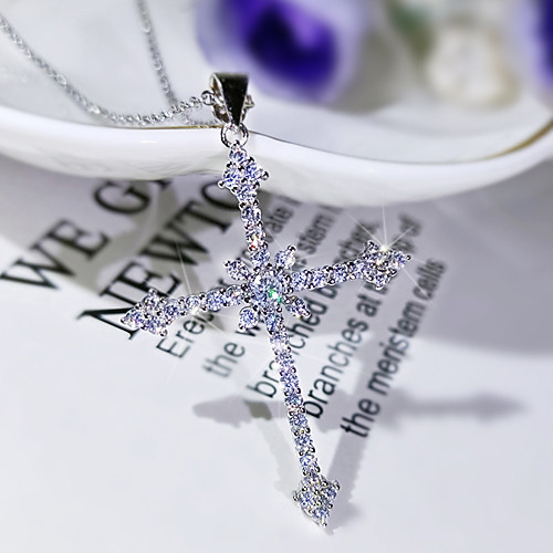 

Women's Clear AAA Cubic Zirconia Pendant Necklace Crossover Punk Trendy Rock Korean Brass Silver 50 cm Necklace Jewelry 1pc For Halloween Street Gift Festival