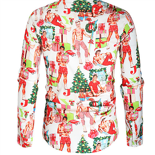 

Men's Shirt Graphic Long Sleeve Daily Tops Casual White