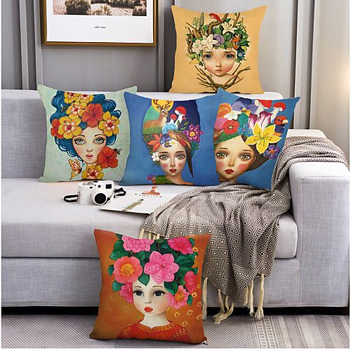 

Fantasy Double Side Cushion Cover 5PC Soft Decorative Square Throw Pillow Cover Cushion Case Pillowcase for Bedroom Livingroom Superior Quality Machine Washable Outdoor Cushion for Sofa Couch Bed Chair
