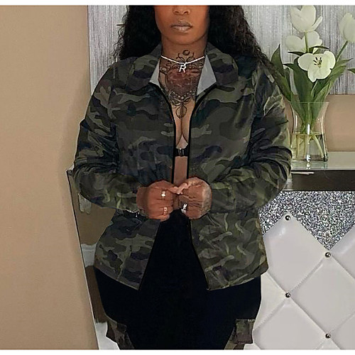 

Women's Coat Casual / Daily Summer Regular Coat Regular Fit Casual Jacket Pattern Others Blue Camouflage