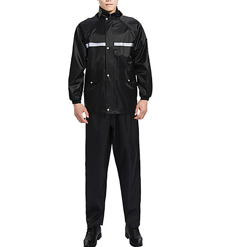 

Men's Rain Suit Rain Jacket Pants Hoodie Jacket Outdoor Reflective Waterproof Windproof Breathable Stain Resistant Clothing Suit Fishing Camping & Hiking Work Black