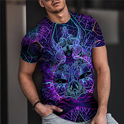 

Men's Unisex Tee T shirt Shirt 3D Print Graphic Prints Buddha Print Short Sleeve Daily Tops Casual Designer Big and Tall Blue