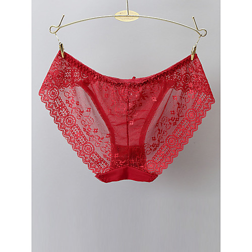 

Women's Lace Brief Micro-elastic Low Waist 1 PC Wine One-Size