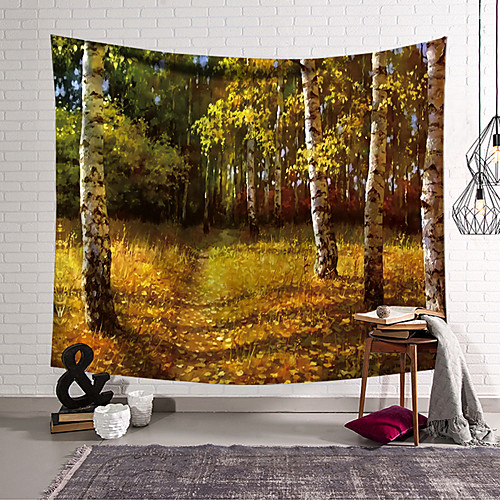 

Oil Painting Style Wall Tapestry Art Decor Blanket Curtain Hanging Home Bedroom Living Room Decoration Polyester Forest Landscape
