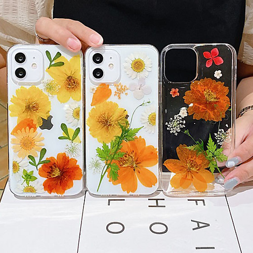 

Phone Case For Apple Back Cover iPhone 12 Pro Max 11 SE 2020 X XR XS Max 8 7 Shockproof Dustproof Geometric Pattern Flower TPU