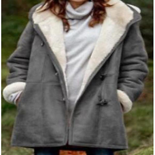 

Women's Parka Outdoor Fall Winter Long Coat Loose Warm Casual Jacket Long Sleeve Solid Color Pocket Wine Red Gray