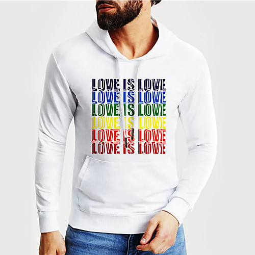 

Men's Unisex Hoodie Rainbow Graphic Prints Letter Print Casual Daily Hot Stamping Basic Designer Hoodies Sweatshirts White
