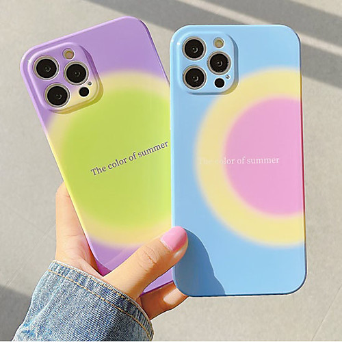 

Phone Case For Apple Back Cover iPhone 12 Pro Max 11 SE 2020 X XR XS Max 8 7 Shockproof Dustproof Color Gradient Word / Phrase Geometric Pattern TPU