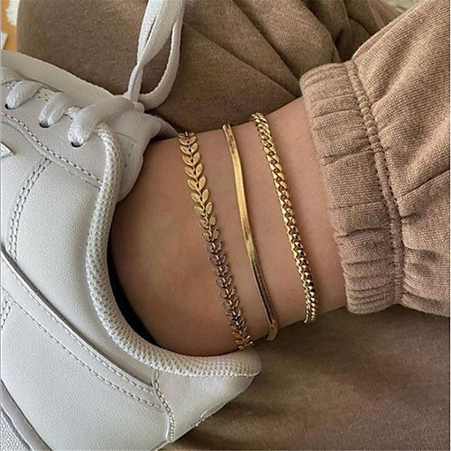 

Anklet Stylish Unique Design Holiday Unisex Body Jewelry For Party Evening Street Layered Alloy Arrow Hollow Heart Silver Gold 3 Pieces