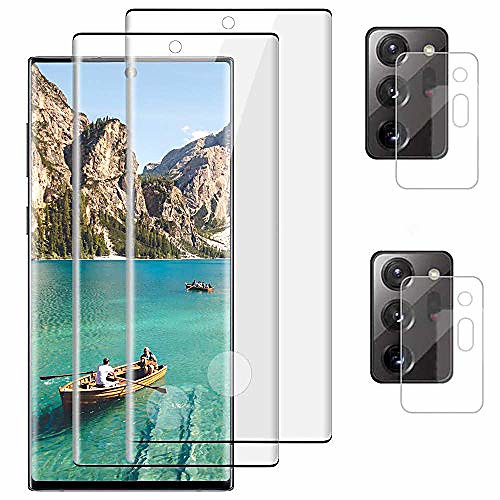 

[22] galaxy note 20 ultra screen protector, 9h tempered glass with camera lens protector,fingerprint unlock,anti-scratch, 3d curved hd glass film for samsung note 20 ultra 5g (6.9)