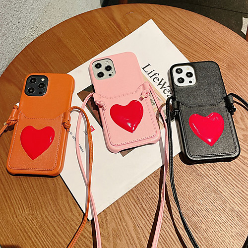 

Phone Case For Apple Back Cover iPhone 12 Pro Max 11 SE 2020 X XR XS Max 8 7 Card Holder Shockproof Dustproof Heart PU Leather
