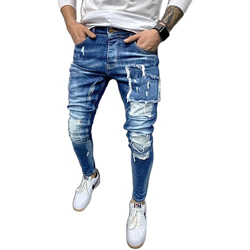 

Men's Athleisure Sports Leisure Sports Pants Pants Solid Color Full Length Classic Blue