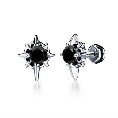 

Men's Cubic Zirconia Earrings Vintage Style Cross Stylish Stainless Steel Earrings Jewelry White / Black For Gift Date Vacation Festival 1 Pair