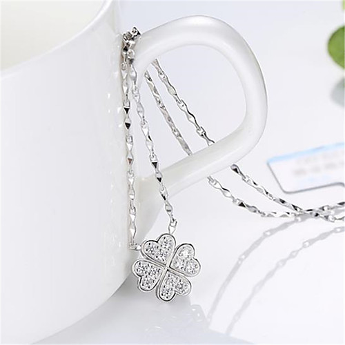 

White Synthetic Diamond Pendant Necklace Chain Necklace Rolo Letter Punk Trendy Casual / Sporty Fashion Copper Silver Plated Silver 405 cm Necklace Jewelry 1pc For Anniversary Sport Street Birthday