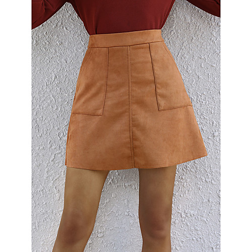 

Women's Casual / Daily Weekend Basic Streetwear Short Skirts Solid Colored Pocket Army Green Black Brown