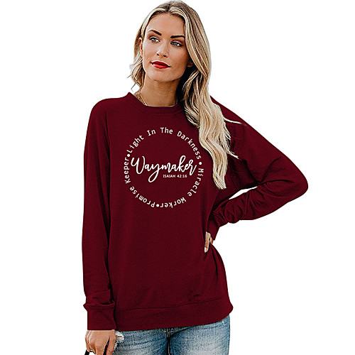 

Women's Sweatshirt Pullover Text Print Daily Sports Hot Stamping Sportswear Streetwear Hoodies Sweatshirts Wine Fuchsia Green