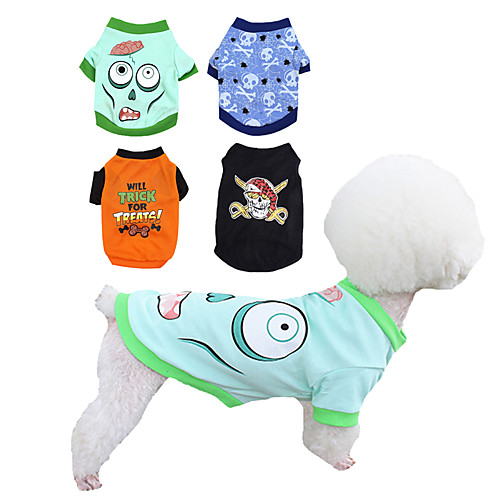 

Dog Cat Halloween Costumes T-shirts Dog clothes Word / Phrase Graphic Skull Spider Party Cosplay Halloween Casual / Daily Dog Clothes Puppy Clothes Dog Outfits Breathable Blue Orange Black Costume