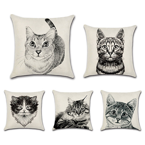 

Cats Double Side Cushion Cover 5PC Soft Decorative Square Throw Pillow Cover Cushion Case Pillowcase for Bedroom Livingroom Superior Quality Machine Washable Outdoor Cushion for Sofa Couch Bed Chair