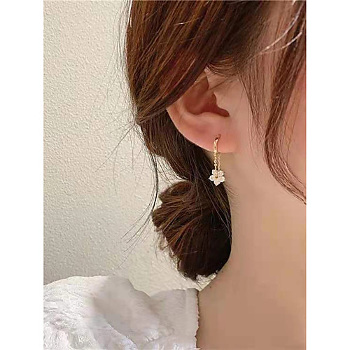 

Women's Drop Earrings Earrings Petal Fashion Korean Sweet Imitation Diamond Earrings Jewelry Gold For Gift Prom Date 1 Pair