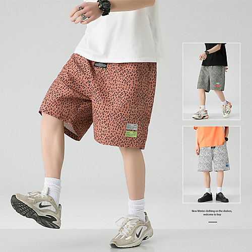 

Men's Sports Outdoor Daily Shorts Pants Leopard Knee Length Print ArmyGreen Wine White