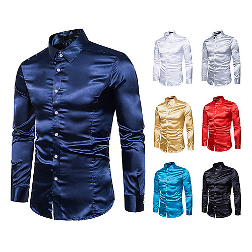 

Men's Shirt Solid Color Button-Down Long Sleeve Casual Tops Lightweight Casual Fashion Breathable Blue Yellow Blushing Pink