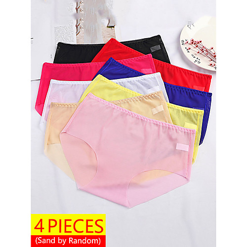 

Women's Basic Sexy Brief Micro-elastic Low Waist 4 Pieces Multi color One-Size