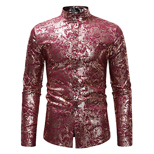 

Men's Shirt Graphic Print Long Sleeve Weekend Tops Lightweight Comfortable Wine Black Navy Blue