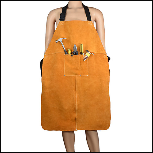 

Tool Clothing,Orange Thick Belt Pocket Bakelite Wear-Resistant Anti-Scalding Fire-Proof Cowhide Welding Protective Clothing Apron