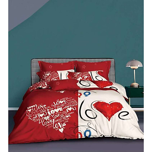 

Couple Wedding Bedding SetsEsyDream Love Heart Wedding Duvet Cover King 3pc Mr. and Mrs.Red Heart Wedding Duvet Cover 1pc with 2pc Pillowcase Ultra Soft Microfiber