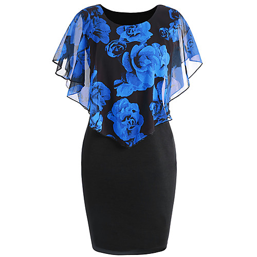 

Women's Sheath Dress Short Mini Dress Light Blue Blue Yellow Blushing Pink Light Purple Red Rose Red Short Sleeve Florals Floral Chiffon Spring Summer Round Casual 2021 S M L XL 2XL 3XL 4XL 5XL