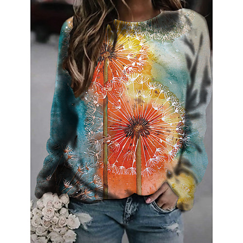 

Women's Hoodie Sweatshirt Graphic Dandelion Daily Casual Hoodies Sweatshirts Long Blue Purple Orange