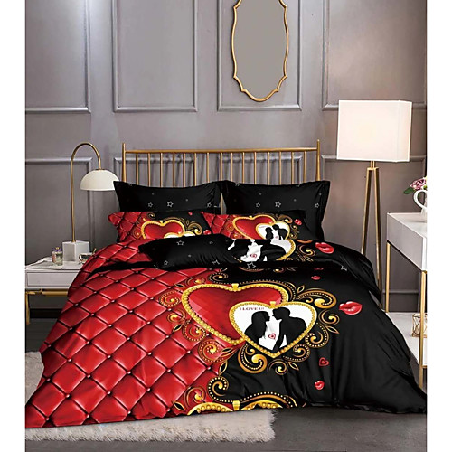 

Couple Wedding Bedding SetsEsyDream Love Heart Wedding Duvet Cover King 3pc Mr. and Mrs.Red Heart Wedding Duvet Cover 1pc with 2pc Pillowcase Ultra Soft Microfiber