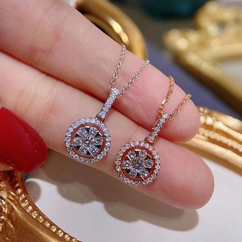 

Women's Clear AAA Cubic Zirconia Pendant Necklace Floral Floral / Botanicals Dainty Elegant Rustic Fashion Brass Rose Gold Silver 50 cm Necklace Jewelry 1pc For Party Evening Gift Prom Birthday Party