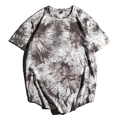 

Women's Painting T shirt Tie Dye Print Round Neck Basic Tops Oversized 100% Cotton Gray