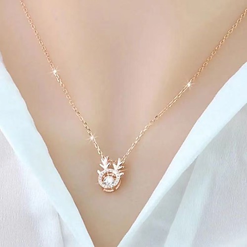 

Female Deer Has Your Antler Smart Necklace Ins Online Celebrity Beating Zircon Clavicle Chain Simple Jewelry