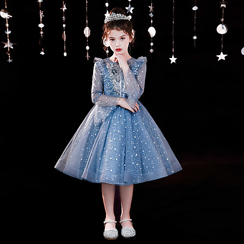 

A-Line Knee Length Flower Girl Dresses Party Chiffon Long Sleeve Jewel Neck with Bow(s)