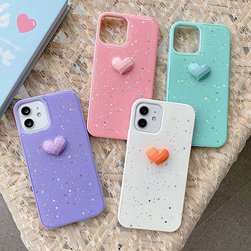 

Phone Case For Apple Back Cover iPhone 12 Pro Max 11 SE 2020 X XR XS Max 8 7 Shockproof Dustproof Heart Glitter Shine TPU